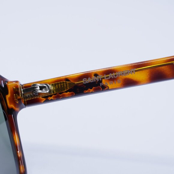 Saint Laurent SL334 003 Sunglasses Havana Aviator Frame, Green Lenses - Picture 6 of 10